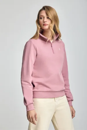 Polo Club® Sweatshirt Rosa Leve Com Meio Fecho Leve De Correr E Bordado Rigby Go