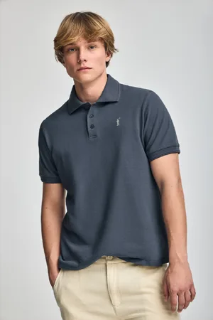 Polo Club® Polo Azul Claro De Manga Curta E Três Botões Com Logo Bordado Rigby Go