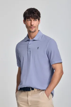 Polo Club® Polo Azul Água De Manga Curta E Três Botões Com Logo Bordado Rigby Go