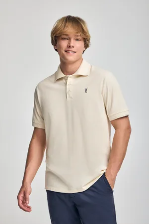 Polo Club® Polo Cor Crua De Manga Curta E Três Botões Com Logo Bordado Rigby Go