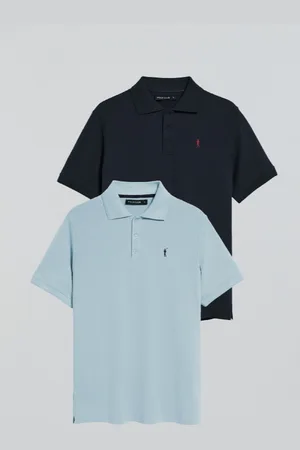 Polo Club® Pack De Dois Polos De Três Botões Em Azul Claro E Azul Marinho Com Logo Rigby Go