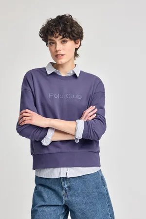 Polo Club® Sweatshirt Violeta Azulado Com Logo Frontal Engomado