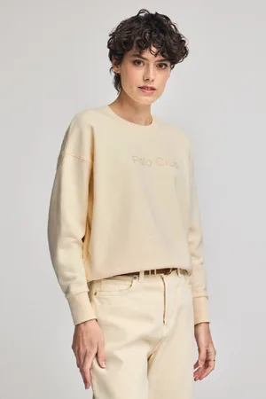 Polo Club® Sweatshirt Cor Crua Com Logo Frontal Engomado