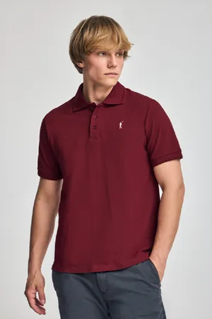 Polo Club® Polo Grená De Manga Curta E Três Botões Com Logo Bordado Rigby Go
