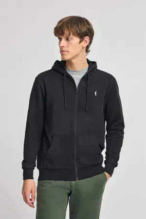 Polo Club® Sweatshirt Preta Com Capuz E Fecho De Correr Com Logo Rigby Go
