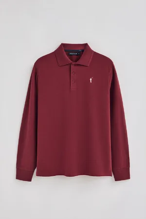 Polo Club® Polo Grená De Manga Comprida Com Três Botões E Bordado Rigby Go