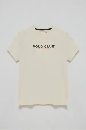 Polo Club® T-Shirt Básica Cor Crua Com Logo Engomado