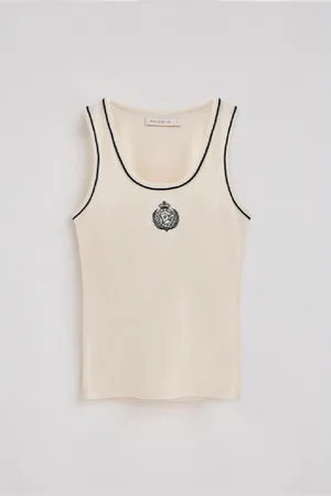 Polo Club® T-Shirt Cor Crua De Alças Com Escudo Náutico