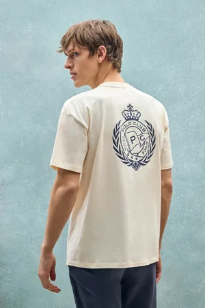Polo Club® T-Shirt Cor Crua Com Decote Redondo E Print Náutico