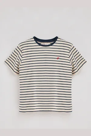 Polo Club® T-Shirt Às Riscas E Bege Com Monograma Bordado