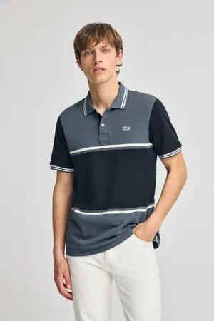 Polo Club® Polo Veil Em Piqué Bicolor Com Pormenor Bordado