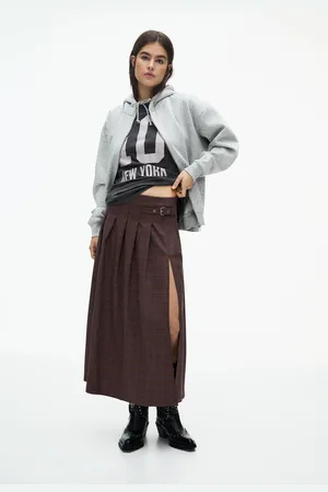 Pull&Bear Saia Midi Pregas Abertura