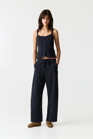 Pull&Bear Calças Barrel Às Riscas