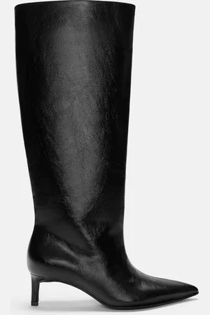 Pull&Bear Botas Altas De Tacão Em Ponta
