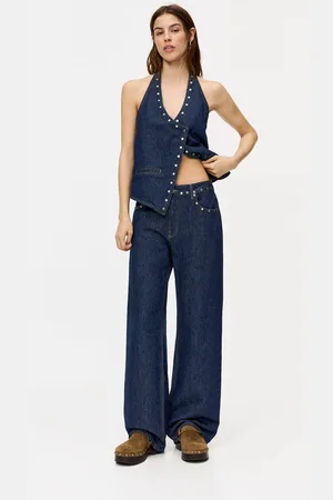 Pull&Bear Jeans Direitos De Cintura Média Com Tachas