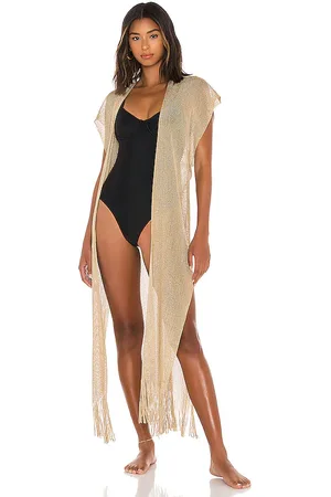 Luli Fama Golden Queen Long Caftan in - Metallic Gold. Size all.