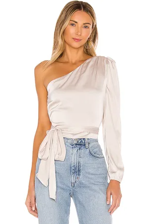 MORE TO COME Scottie One Shoulder Top in - Taupe. Size M (also in S, XL, XS, XXS).