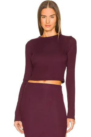 Cotton Citizen The Verona Crop Shirt in - Wine. Size L (also in M, S, XS).