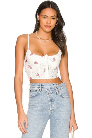 MORE TO COME Marie Embroidered Cami Top in - White. Size L (also in M, S, XL, XS, XXS).