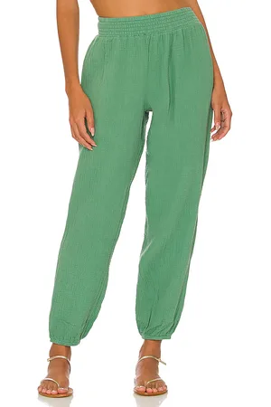 Bobi Beach Gauze Pant in - Green. Size L (also in M, S, XL).