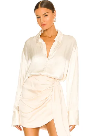 SNDYS Rising Satin Shirt in - Cream. Size M (also in L, S, XS, XXS).