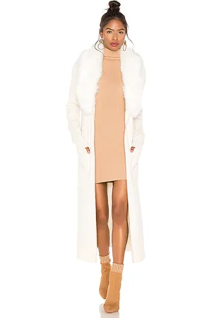 Show Me Your Mumu Lombardi Faux Fur Long Cardigan in - Ivory. Size L (also in M, S, XL, XS).