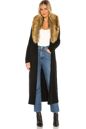 Show Me Your Mumu Lombardi Long Cardigan With Faux Fur Trim in - . Size L (also in M, S, XS).