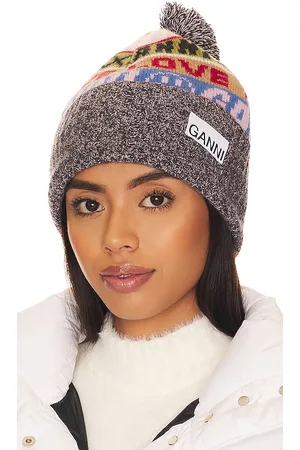 Ganni Wool Beanie in - Grey. Size all.