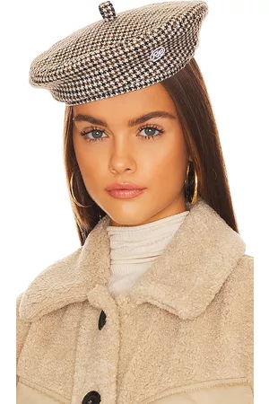 Ruslan Baginskiy Mulher Chapéus - Houndstooth Beret in - Green,Black. Size L (also in M, S).