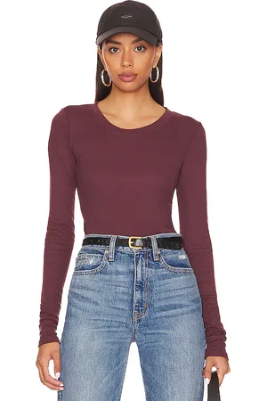 LA Made Long Sleeve Crew Neck Top in - Burgundy. Size S (also in XS).