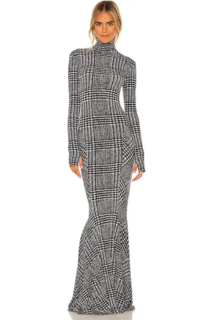 Norma Kamali Long Sleeve Turtle Fishtail Gown in - Black & White. Size XL (also in L, M, S).