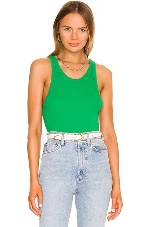 MONROW Rib Narrow Tank in - Green. Size L (also in S, XL).