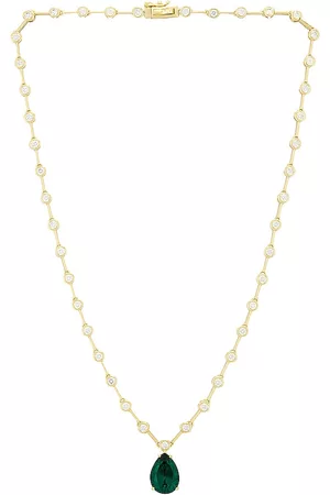 By Adina Eden Mulher Colares em ouro - Colored Teardrop X Bezel Tennis Necklace in - Metallic Gold. Size all.