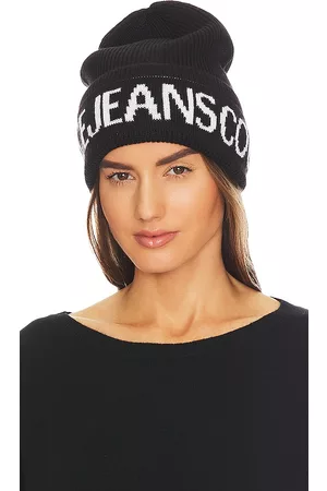 VERSACE Logo Beanie in - Black. Size all.