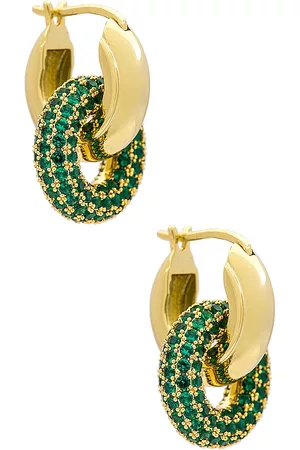 Luv AJ Mulher Anéis - Pave Interlock Hoops in - Green. Size all.