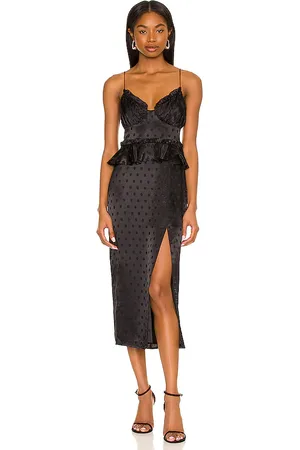 MAJORELLE Marzia Midi Dress in - Black. Size S (also in XL).