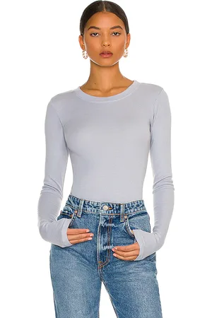 LA Made Long Sleeve Crew Neck Top in - Slate. Size M (also in L, S, XS).