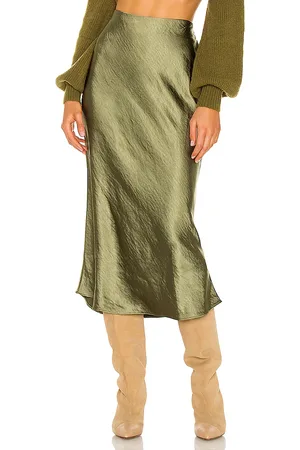 Camila Coelho Gysele Midi Skirt in - Green. Size L (also in S, XS).