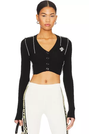 OFF-WHITE Mulher Cardigans - Outline Crop Cardigan in - Black. Size 38 (also in 40, 42).