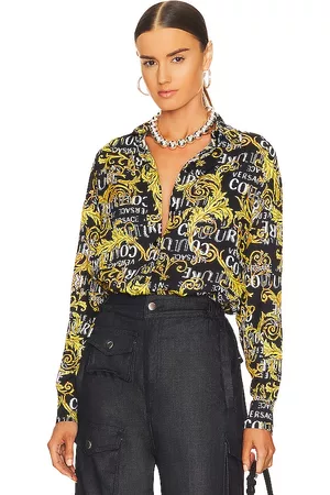 VERSACE Mulher Tops de Cavas - Cropped Button Up in - Black. Size 36 (also in 38, 40, 42, 44, 46).