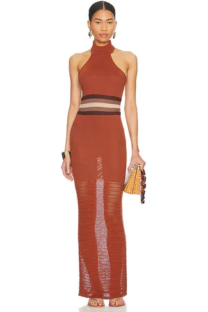 House of Harlow X REVOLVE Naomh Crochet Mix Dress in - Rust. Size L (also in M, S, XL).