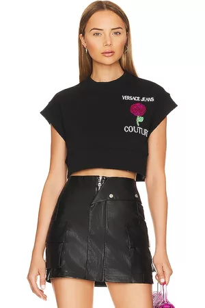Versace Jeans Couture Short Sleeve Roses Sweatshirt in - . Size L (also in XS, XL, S, M).