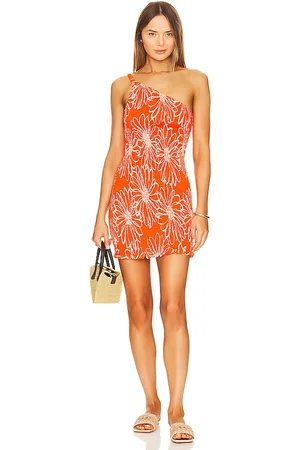 FAITHFULL THE BRAND Terre Mer Mini Dress in - Orange. Size M (also in S, XL).