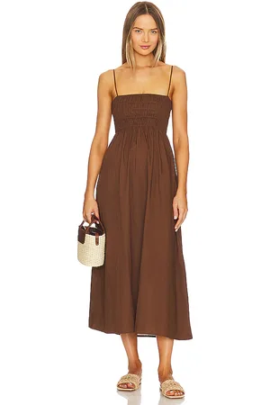 FAITHFULL THE BRAND Linen dress JOMANA in light brown