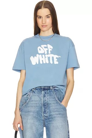 OFF-WHITE Mulher Camisas Casual - 70s Type Logo Casual Tee in - Baby Blue. Size L (also in M, S, XS).