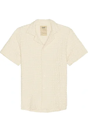 Oas Ecru Cuba Waffle Shirt in - Cream. Size L (also in M, S, XL/1X, XXL/2X).
