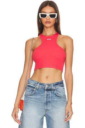 OFF-WHITE Mulher Tops de Cavas - Off Stamp Ribbed Rowing Top in - Red. Size 38 (also in 40, 42, 44).