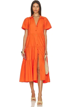 BROCHU WALKER Havana Dress in - Orange. Size M (also in S, XS).