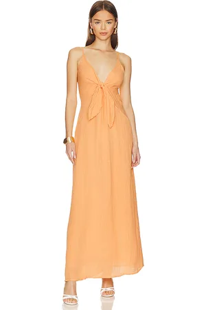 FAITHFULL THE BRAND Verona Midi Dress in - Orange. Size L (also in S, XL, XS, XXL).