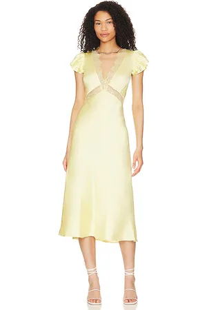 Tularosa Kayla Midi Dress in - Yellow. Size L (also in M, XL).